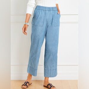 Talbots,PULL-ON WIDE LEG CROPS - CHAMBRAY, size large